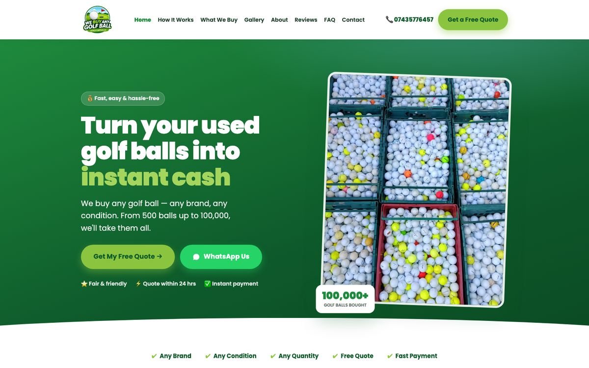 The We Buy Any Golf Ball website